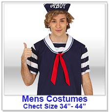Mens Standard Size Costumes - Chest Size 34 - 44