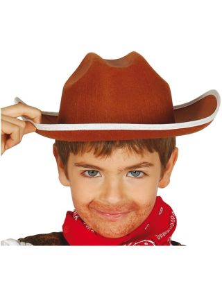 Childs Brown Felt Cowboy Hat with White Trim