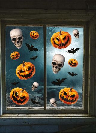 Pumpkin, Skull, and Bat Window Clings – 3pk 30cm x 40cm