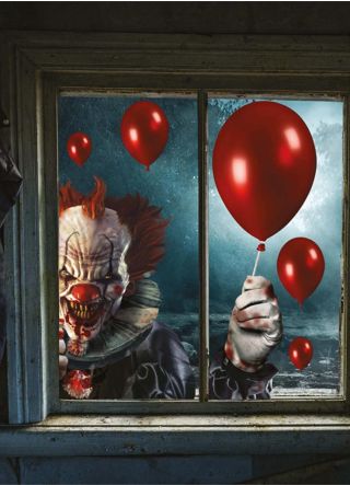 Killer Clown Window Cling  78cm x 60cm 