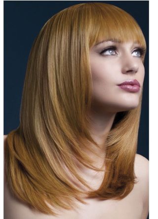 Deluxe Shoulder Length Fringed Wig - Ginger - Styleable