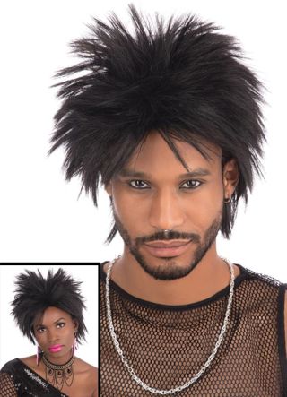 80's Rock Idol Black Spiky Shag Wig