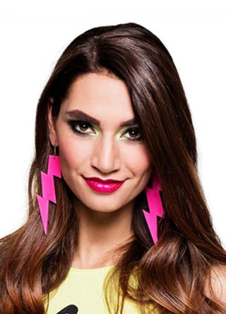 80’s XL Pink Lightning Rave Earrings