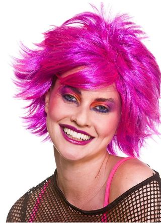 80s Chic Short Pink Rocker Wig
