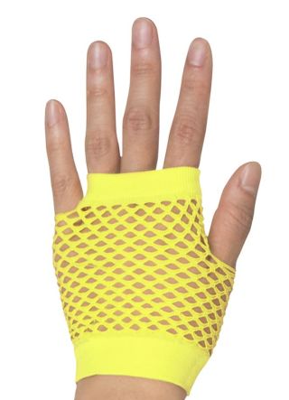 80s Fishnet Gloves Neon Yellow- Short