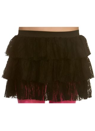 80's Lacy Ra Ra Skirt Black - Dress Size 6-12