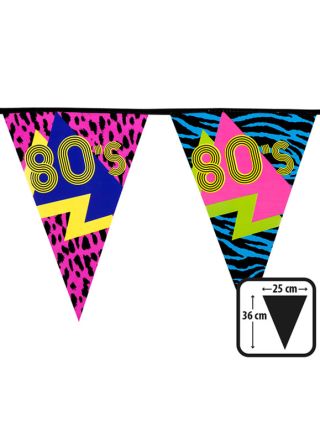80s Party Bunting 37cm x 24.5cm - 6m – Single Sided               