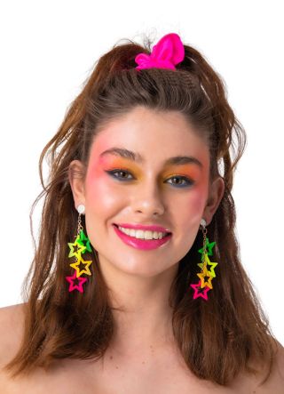 80’s retro neon star earrings 8cm