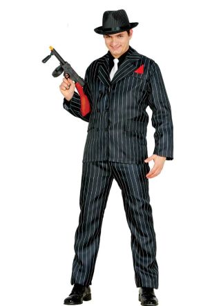Black Pinstripe Gangster Suit with Red Handkerchief - Monster-Family