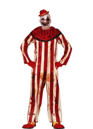 Striped Killer Clown Mens Costume