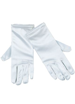 Short White Thick Satin - Adult Gloves 