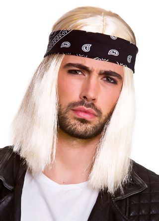 90’s Blonde Rocker Wig with Separate Black Bandana
