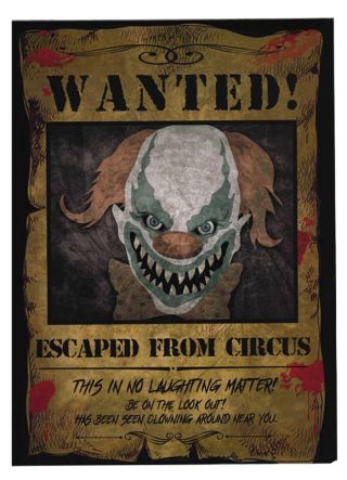 WANTED Circus Clown Poster – 2pk