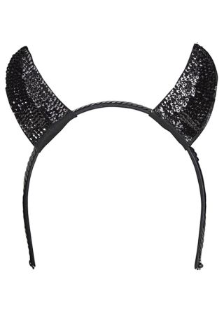 Black Sequin Demon Horns