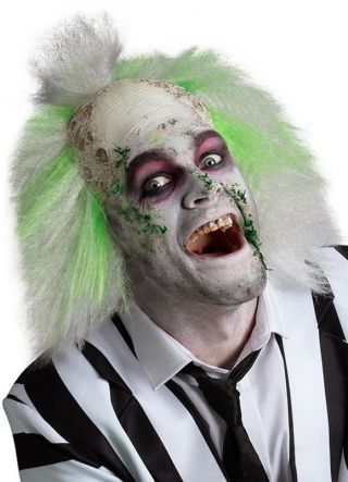 Beetlejuice Wig – Green and White Hair with Bald Head