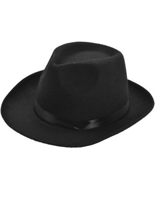 Wool Felt Black Gangster Hat 