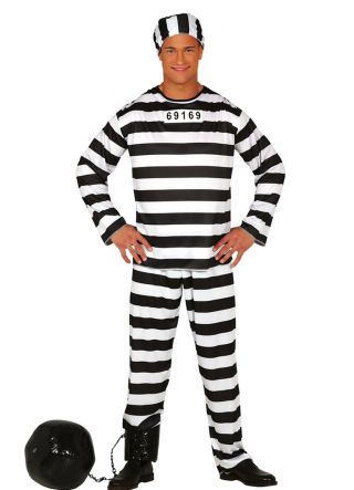 Striped Prisoner Black & White Costume 