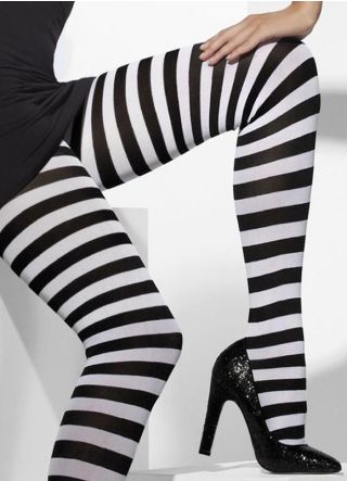 Black & White Striped Tights - Dress Size 6-18