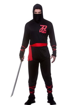 Ninja - Black and Red – Men’s costume – Red Sash