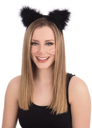 Black Fluffy Cat Ears on Headband