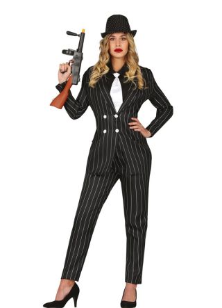 Black Pinstripe Ladies Gangster Suit
