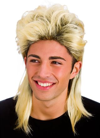 Two-tone Shoulder Length Blonde Mullet Wig - Dark Roots