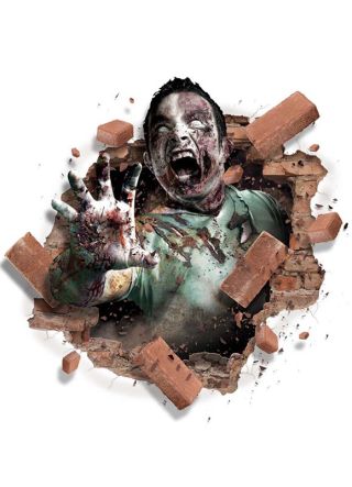 Bloody Zombie Wall Breach Sticker 68cm x 68cm