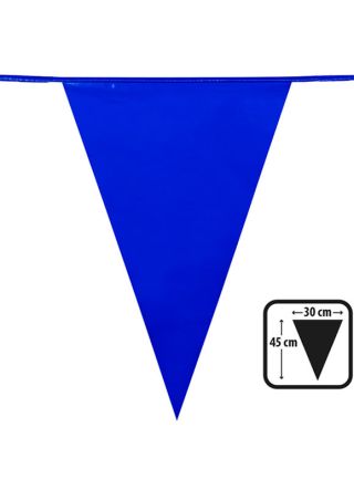 Large Blue Triangular Plastic Bunting 43cm x 30cm - 10m