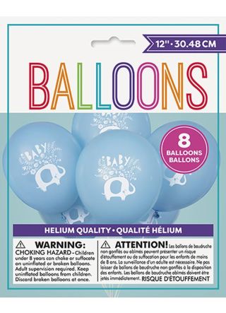 Blue Floral Elephant Balloons 30.48cm – 8pk