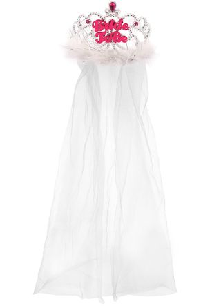 Bride To Be Tiara & Veil with Fur