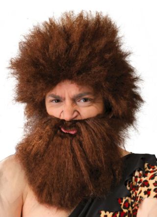 Brown Caveman Crimped Wig & Beard