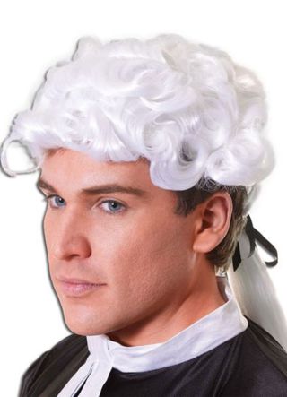 White Barrister Court Wig With Ponytail