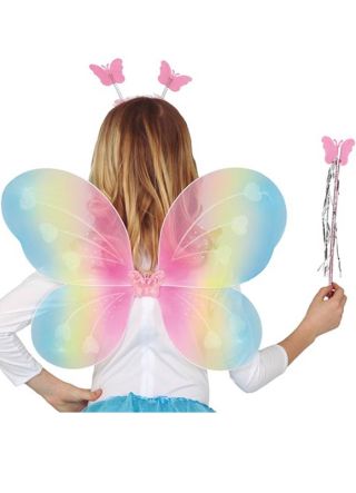 Butterfly Multi-coloured Wings, Tiara and Wand Set 40cm x 49cm