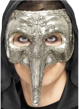 Venetian Aged Antique Silver Nasone Eye Mask