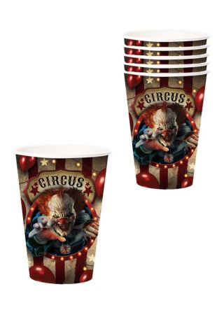 Carnival Circus Clown Paper Cups 35cl – 6pk