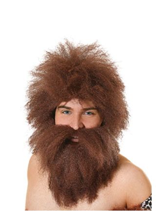 Brown Caveman Crimped Wig & Beard