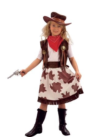 Girls Cowgirl Cow-Print Costume