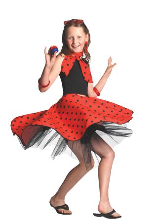 Childs Rock and Roll Polkadot Skirt Red