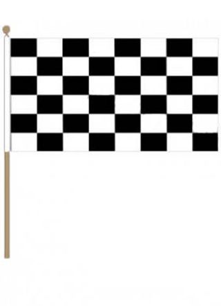 Checkered Black and White Hand Flag 18" x 12"