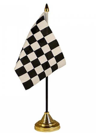 Checkered Black and White Table Flag 6" x 4"