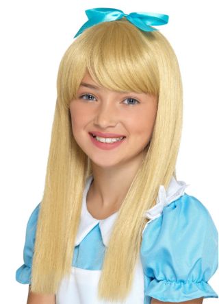 Storybook Alice – Child’s Long Blonde Wig with Blue bow 
