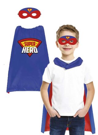 Children’s Superhero Cape and Mask Set - Blue