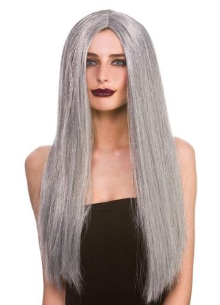 Classic Long Grey 24" Centre Parting Wig