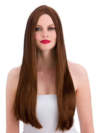 Classic Long Brown 24" Centre Parting Wig