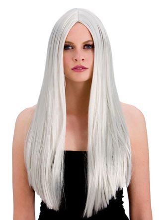 Classic Long Silver 24" Centre Parting Wig