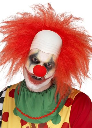 Deluxe Clown Wig - Red Hair and Bald Head 
