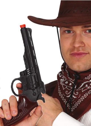 Cowboy Black Six Shooter Gun - 26cm
