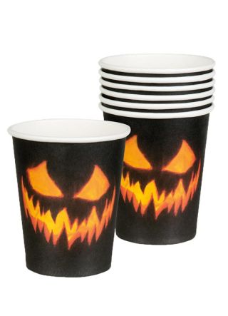 Dark Pumpkin Paper Cups 25cl – 6pk