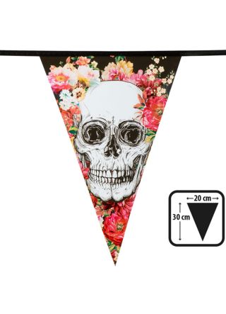 Day of the Dead Floral Skull Bunting 30cm x 19cm – 6m
