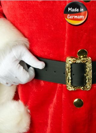 Deluxe 5.5cm Black Santa Belt with 8.5cm Ornate Gold Buckle 42½” – 55½”  